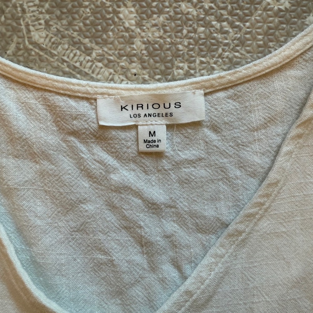 Kirious Button Front Vest Women Medium White Linen Blend Sleeveless - Picture 2 of 6